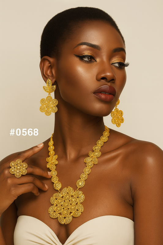 PMJ Indian Fancy Gold Look Beautiful Long Necklace Set Cate Blanchett Hollywood Movie Style Statement Jewelry Sale MODEL : 568