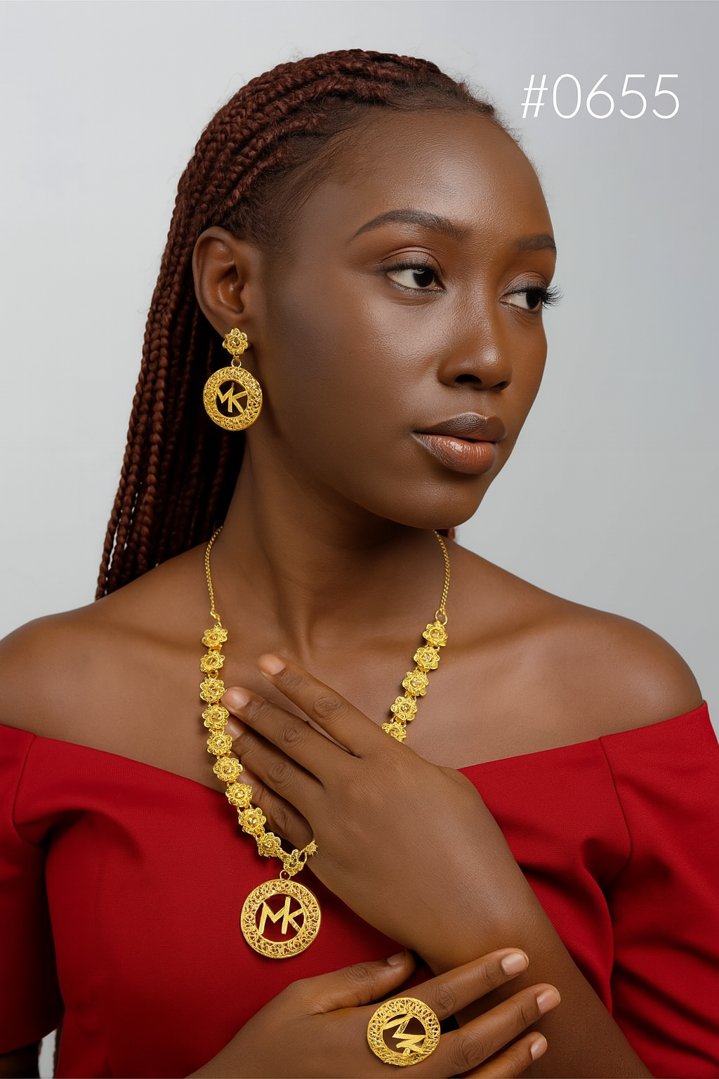 PMJ Indian Fancy Gold Look Beautiful Long Necklace Set Cate Blanchett Hollywood Movie Style Statement Jewelry Sale MODEL : 655