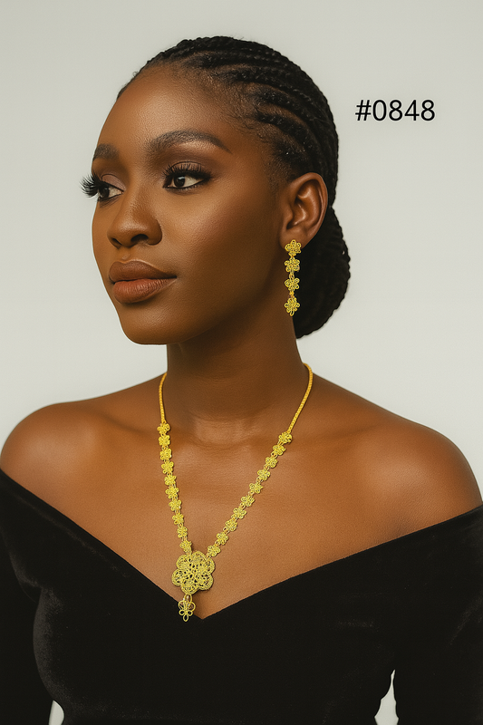 PMJ Gold Plated Banita Sandhu BeautifulOlay Long Necklace Fancy Jewelry Sale MODEL : 848