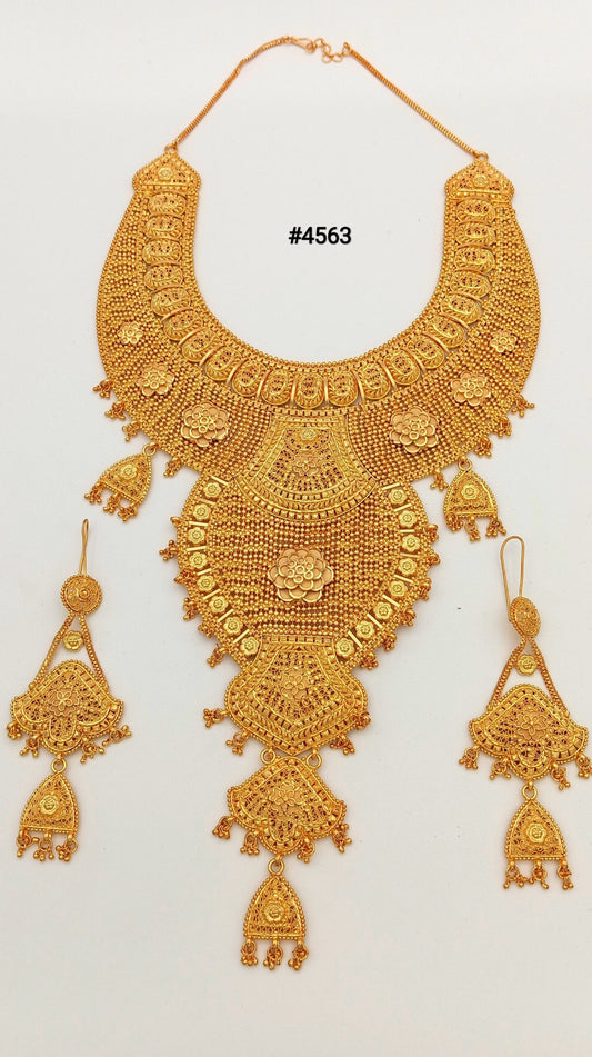 Designer Gold Plated Long Necklace Set, PMJ Model No: 4563