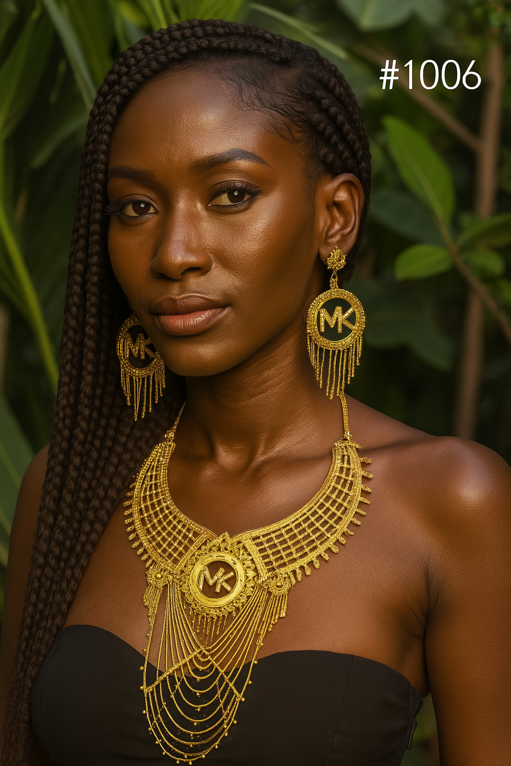 PMJ Mesmerizing Gold Plated Beautiful Big Long Necklace Set with Earrings Stud Jewelry Sale MODEL : 1006