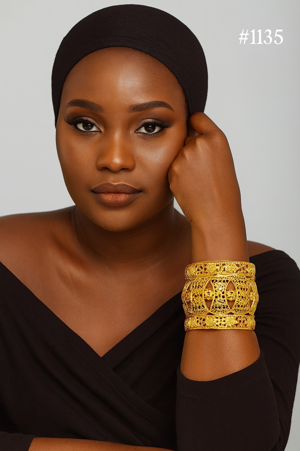 PMJ Glamorous Gold Plated Flower Design Broad Bracelet Deepika Padukone Junk Jewelry Sale MODEL : 1135