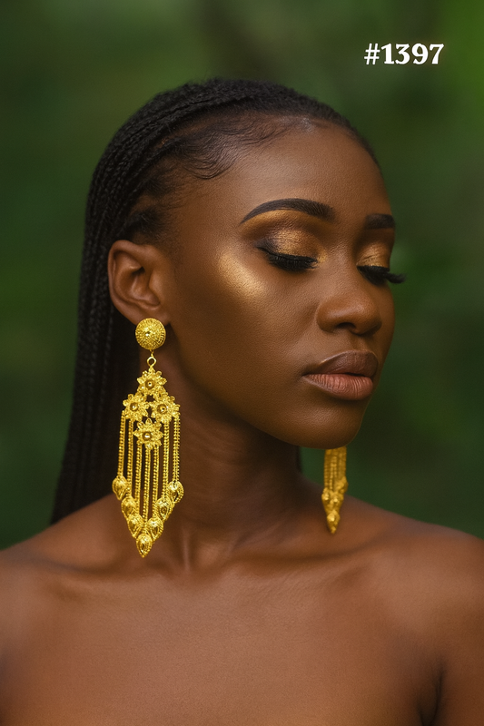 Long Designer Earrings of Gold Forming Hot Style Jewelry Sale MODEL : 1397
