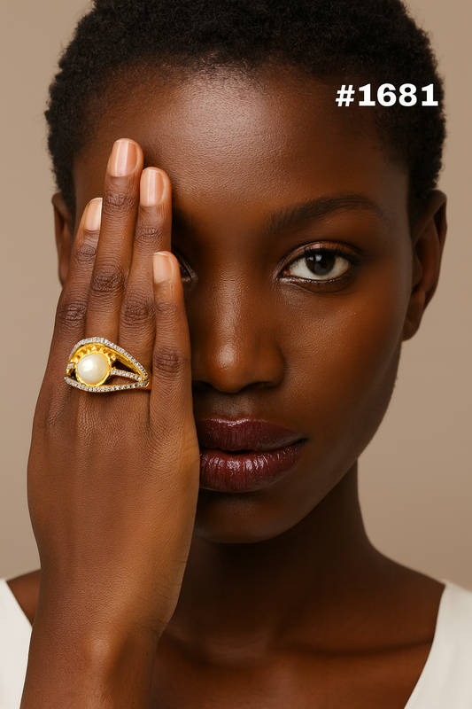 Charming Gold Plated Beautiful Big Finger Ring Stud Jewelry Sale MODEL : 1681