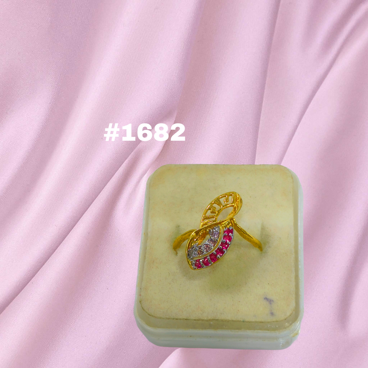 Charming Gold Plated Beautiful Big Finger Ring Stud Jewelry Sale MODEL : 1682
