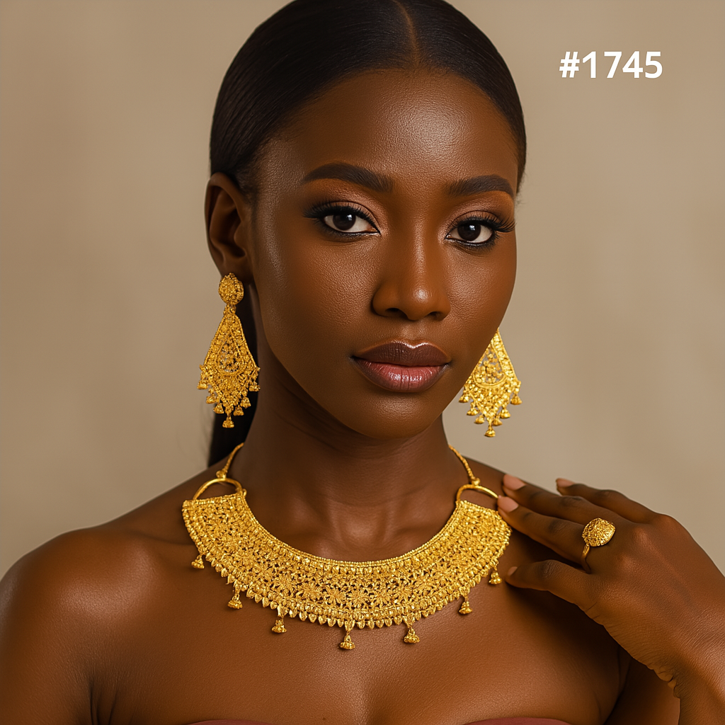 Gold Plated Bridal Short Chokkar Necklace Set, PMJ Model No: 1745