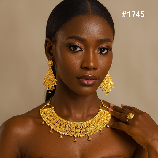 Gold Plated Bridal Short Chokkar Necklace Set, PMJ Model No: 1745