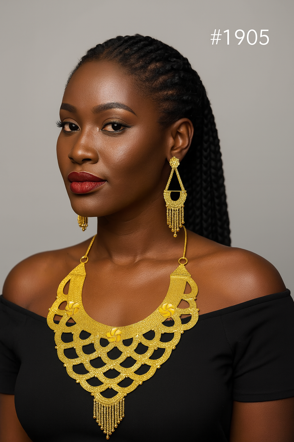 Gold Plated Beautiful Stylish Small Necklace with Earrings MODEL 1905