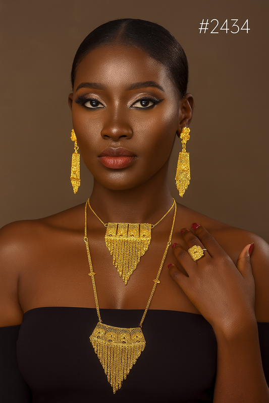 Gold Plated Beautiful Stylish Long Necklace with Earrings MODEL :2434