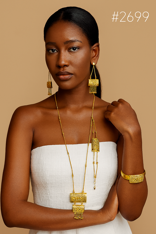 gold-plated-beautiful-stylish-long-necklace-with-earrings-model:2699