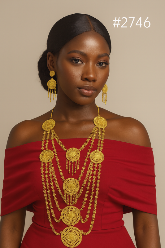 Gold-plated-beautiful-stylish-long-necklace-with-earrings-model:2746