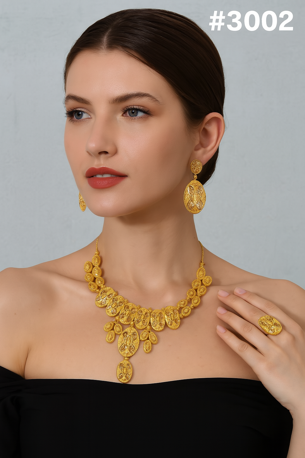 Gold Plated Hand Made Short Necklace Set, PMJ Model No: 3002