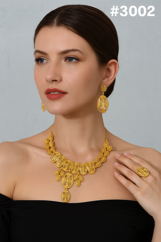 Gold Plated Hand Made Short Necklace Set, PMJ Model No: 3002
