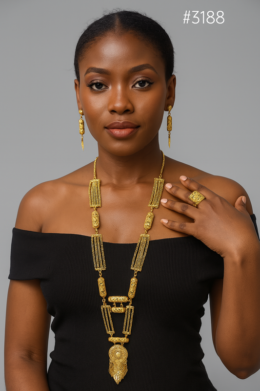 Gold Plated Long Necklace Set, PMJ Model No: 3188