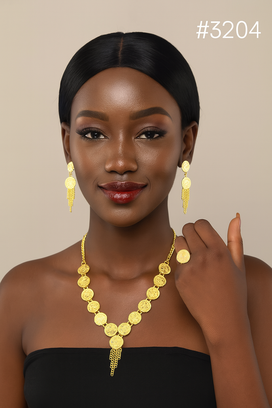 PMJ Long Necklace with Beautiful Stylish Coin Pendant Model No. 3204