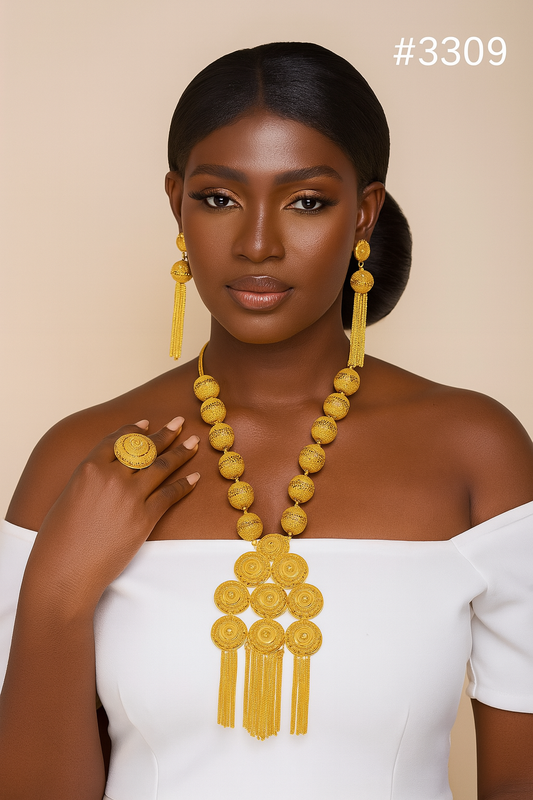 Gold Plated Long Necklace Set, PMJ Model No: 3309