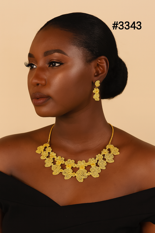 Gold Plated Hand Made Short Necklace Set, PMJ Model No: 3343
