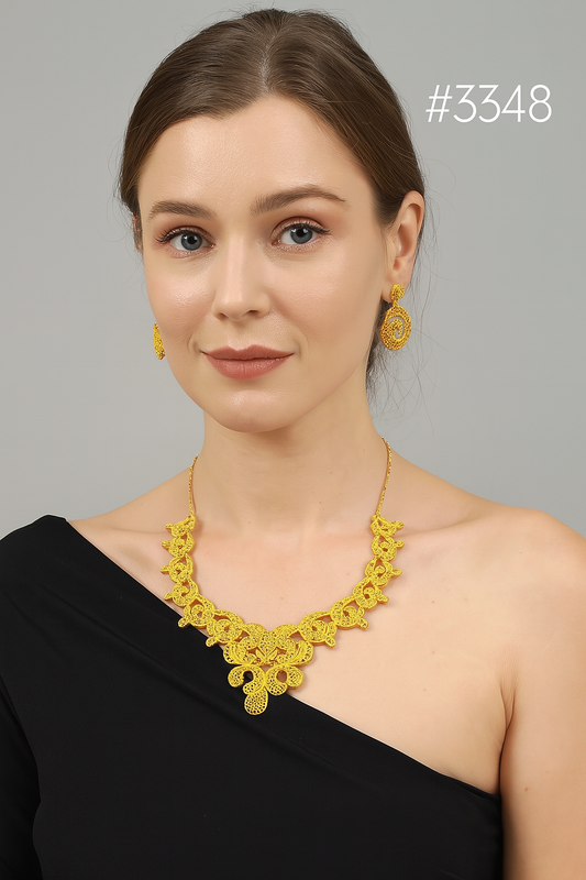 Gold Plated Short Necklace Set, PMJ Model No: 3348