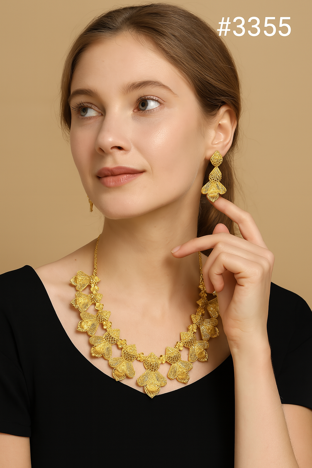 Gold Plated Short Necklace Set, PMJ Model No: 3355