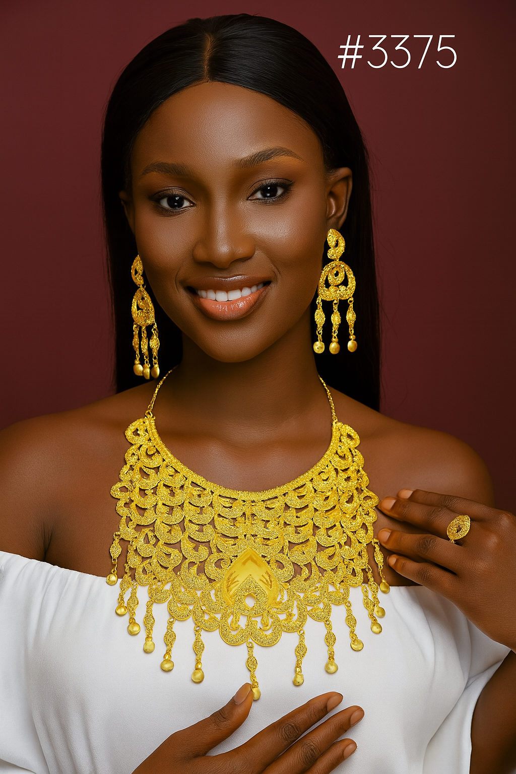 Gold Plated Short Necklace Set, PMJ Model No: 3375