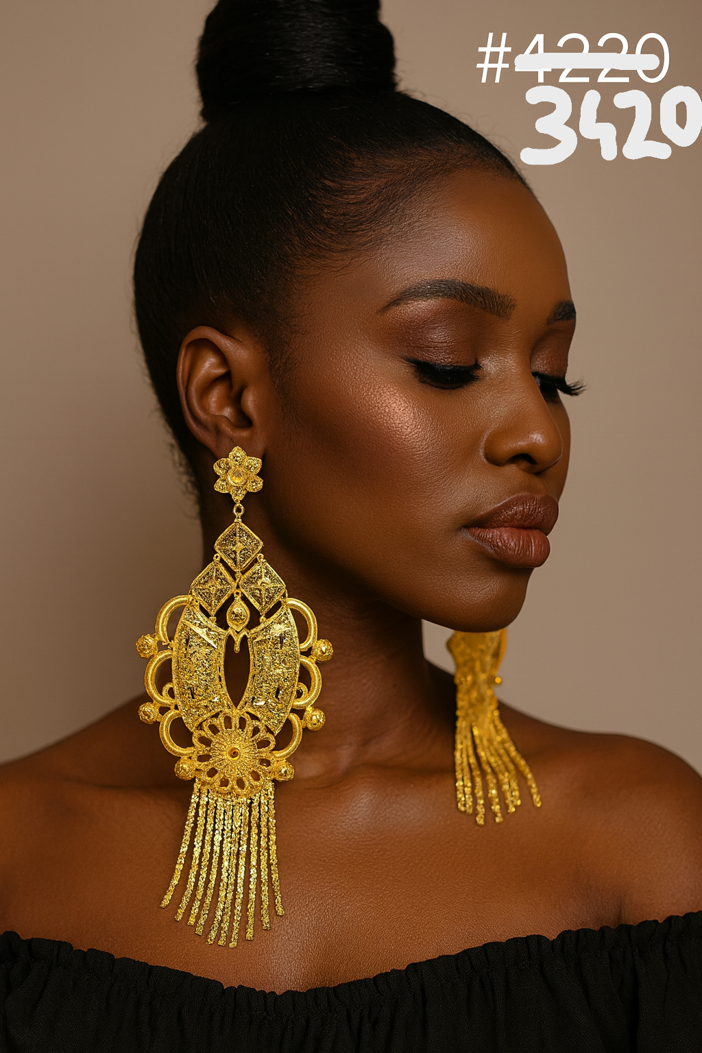 Gold Plated Designer Earrings Combo Finger Ring, PMJ Model No: 3420