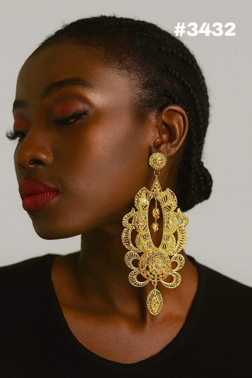 Gold Plated Designer Earrings Combo Finger Ring, PMJ Model No: 3432