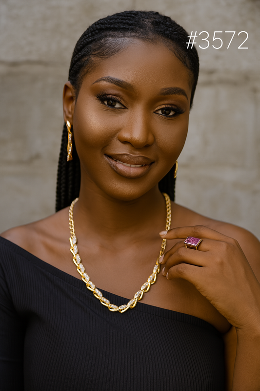 Gold Plated Bridal Short Necklace Set, PMJ Model No: 3572