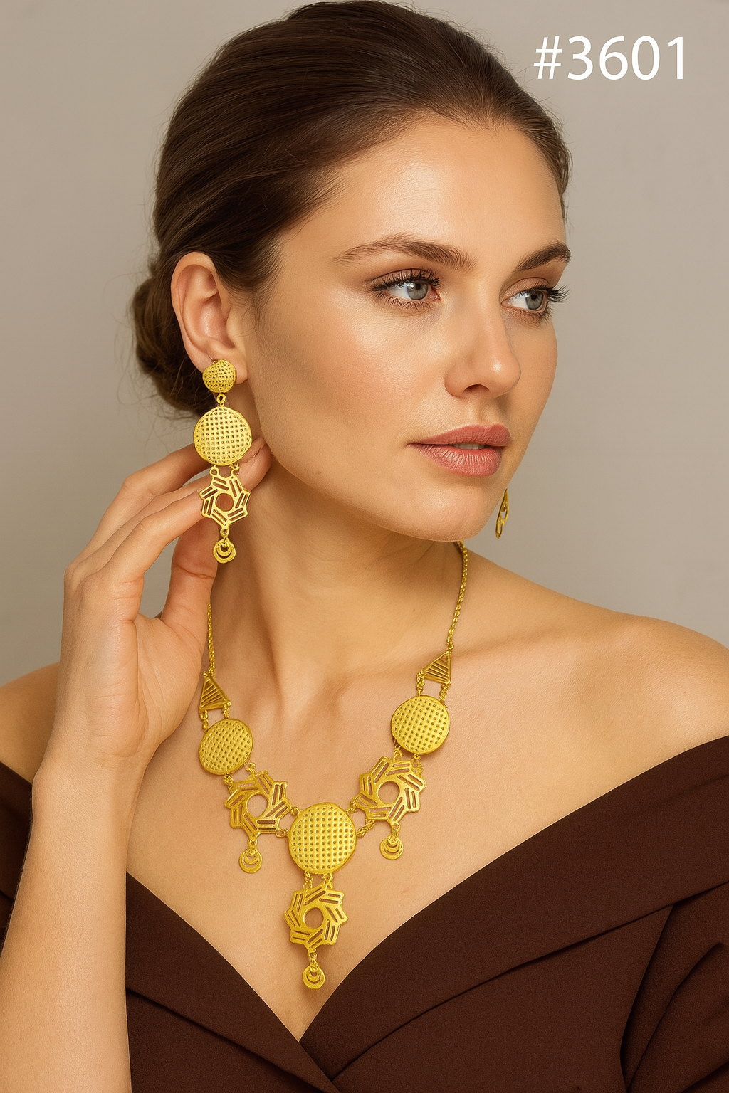 Gold Plated Bridal Short Necklace Set, PMJ Model No: 3601