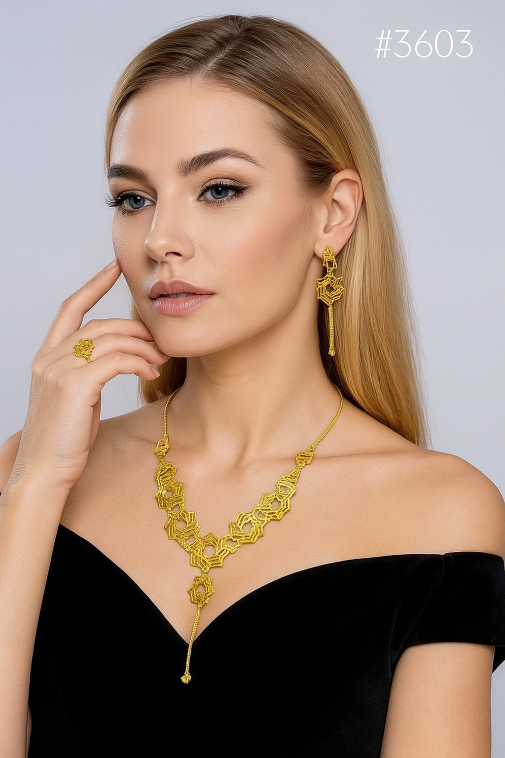 Gold Plated Bridal Short Necklace Set, PMJ Model No: 3603