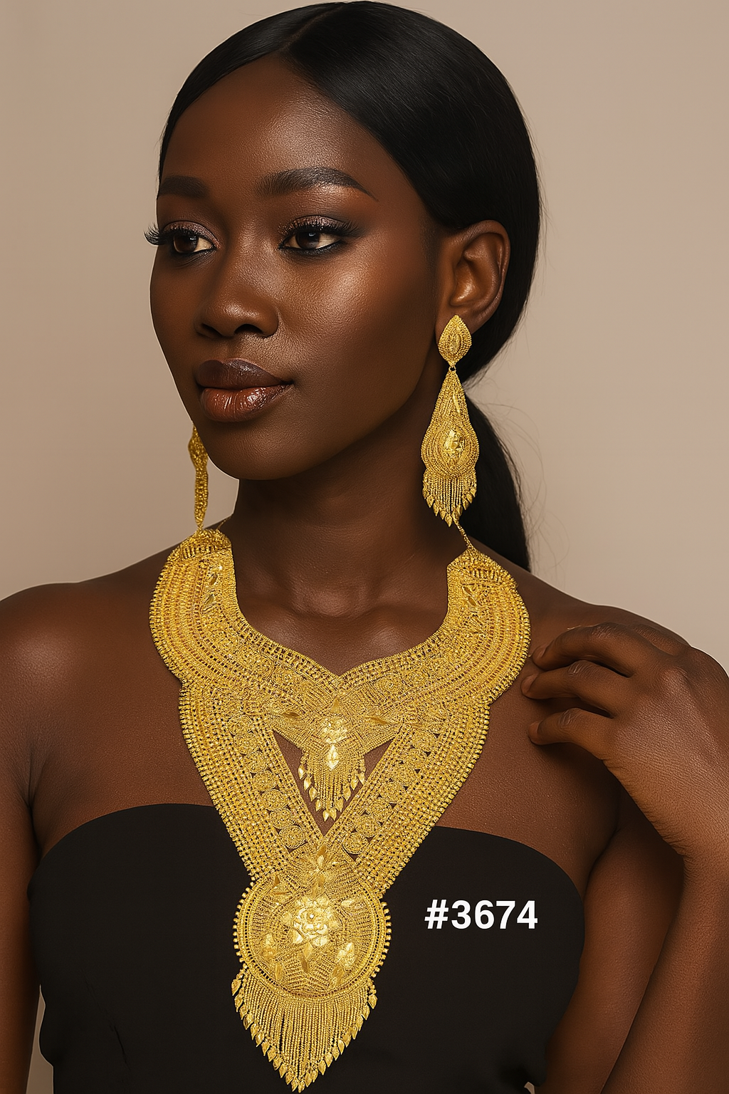 Exclusive Gold Plated Long Necklaces Set, PMJ Model No: 3674
