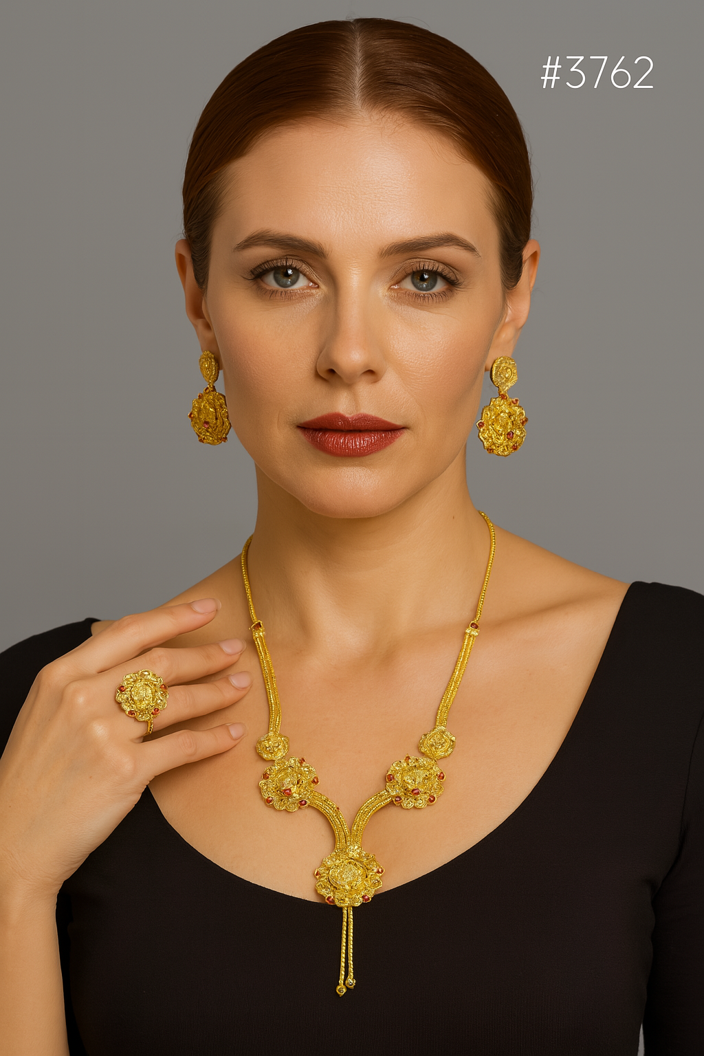 Gold Plated Bridal Short Necklace Set, PMJ Model No: 3762