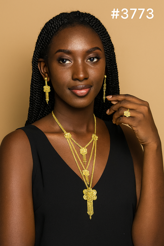 Exclusive Gold Plated Long Necklaces Set, PMJ Model No: 3773