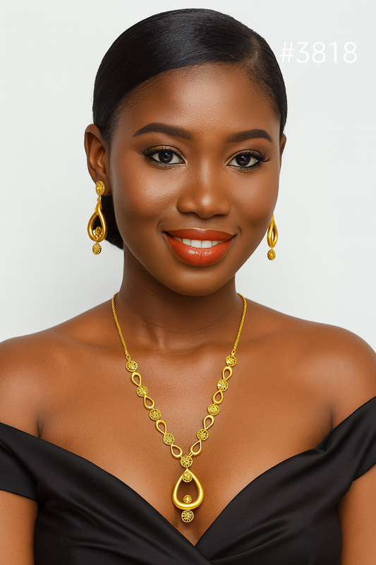 Gold Plated Bridal Short Necklace Set, PMJ Model No: 3818