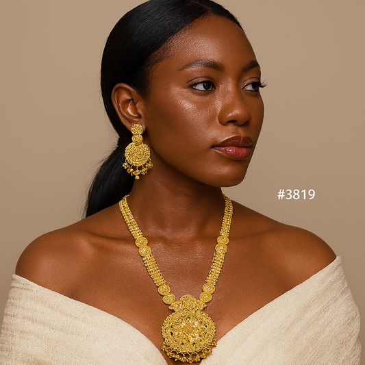 Exclusive Gold Plated Long Necklaces Set, PMJ Model No: 3819