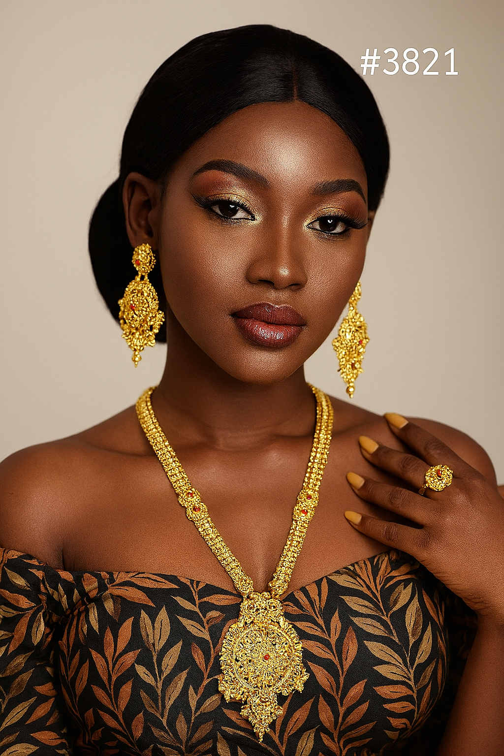 Exclusive Gold Plated Long Necklaces Set, PMJ Model No: 3821