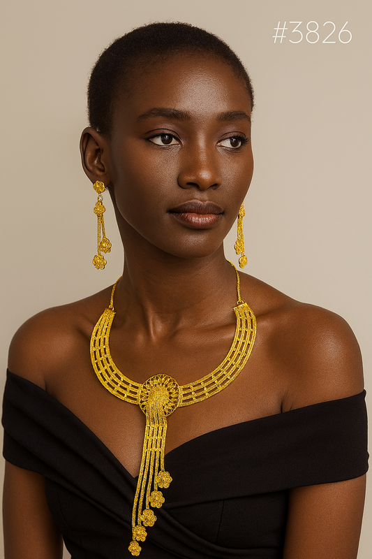 Exclusive Gold Plated Long Necklaces Set, PMJ Model No: 3826