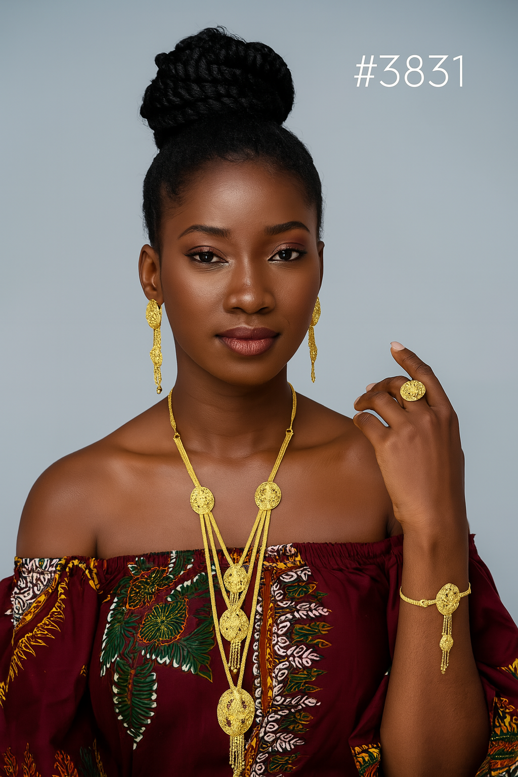 Exclusive Gold Plated Long Necklaces Set, PMJ Model No: 3831