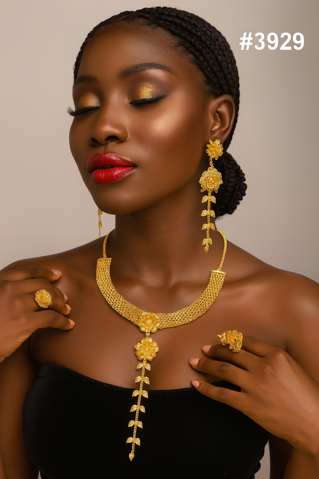 Gold Plated Bridal Short Necklace Set, PMJ Model No: 3929