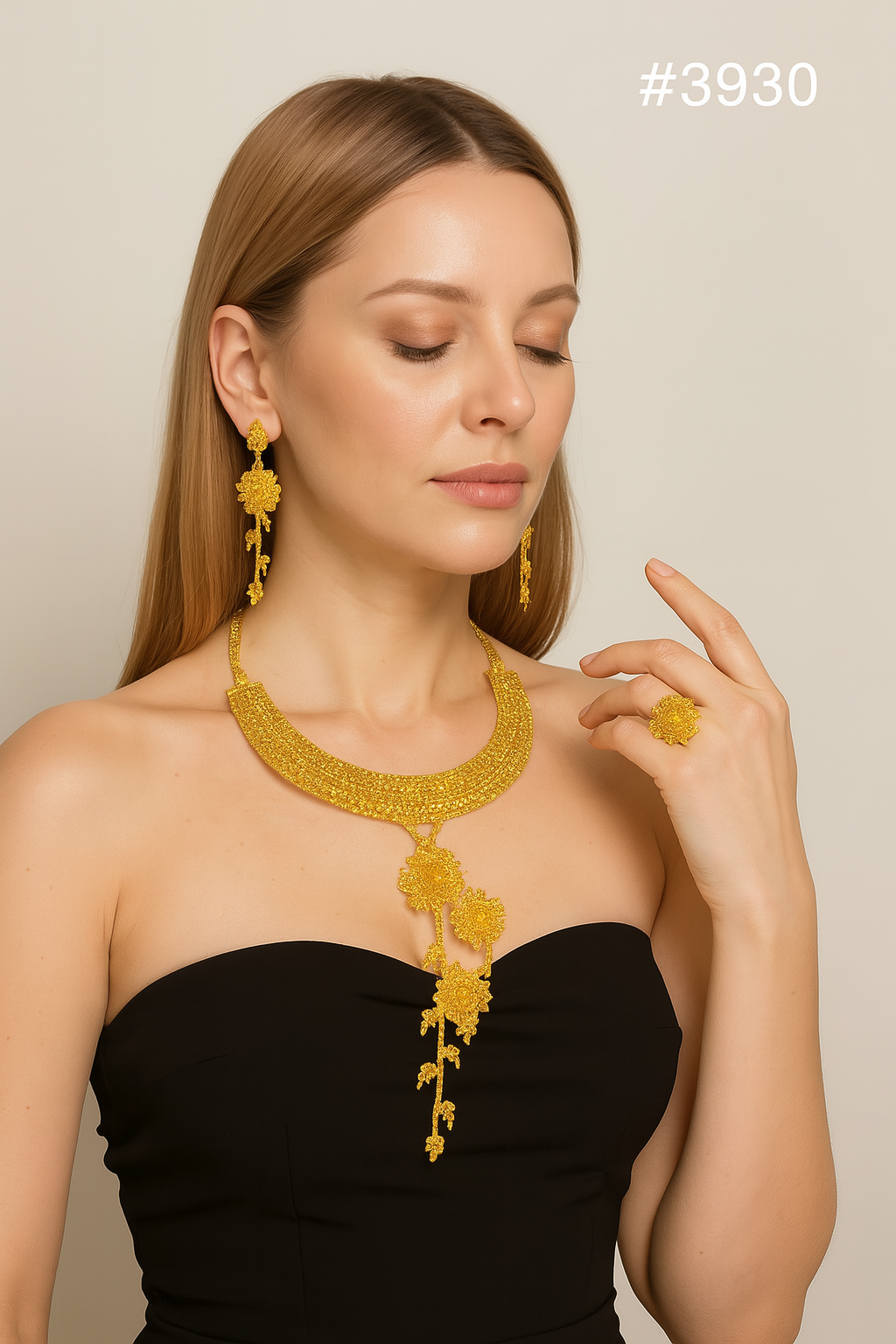 Gold Plated Bridal Short Necklace Set, PMJ Model No: 3930