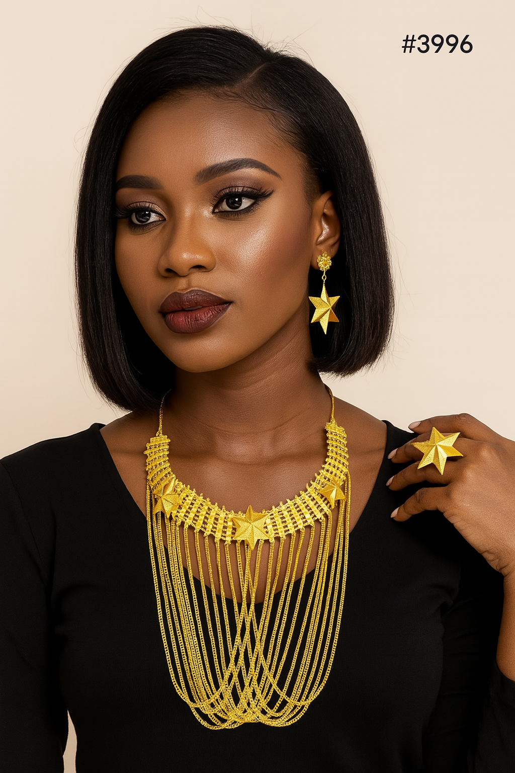 Gold Plated Short Necklace Set, PMJ Model No: 3996