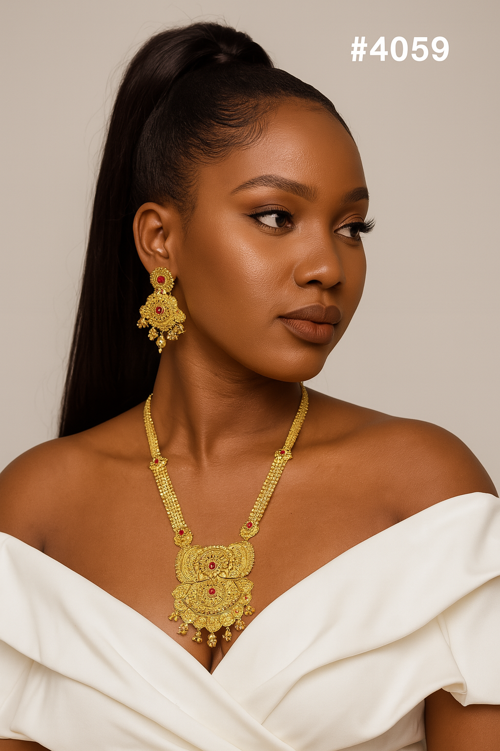 Gold Plated Long Necklaces Set, PMJ Model No: 4059