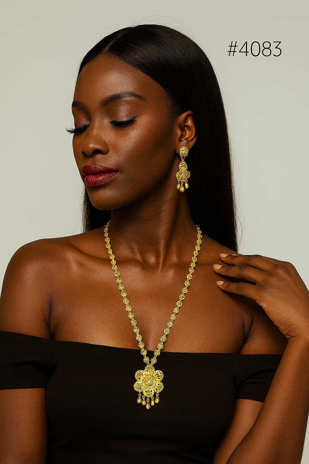 Gold Plated Long Necklaces Set, PMJ Model No: 4083