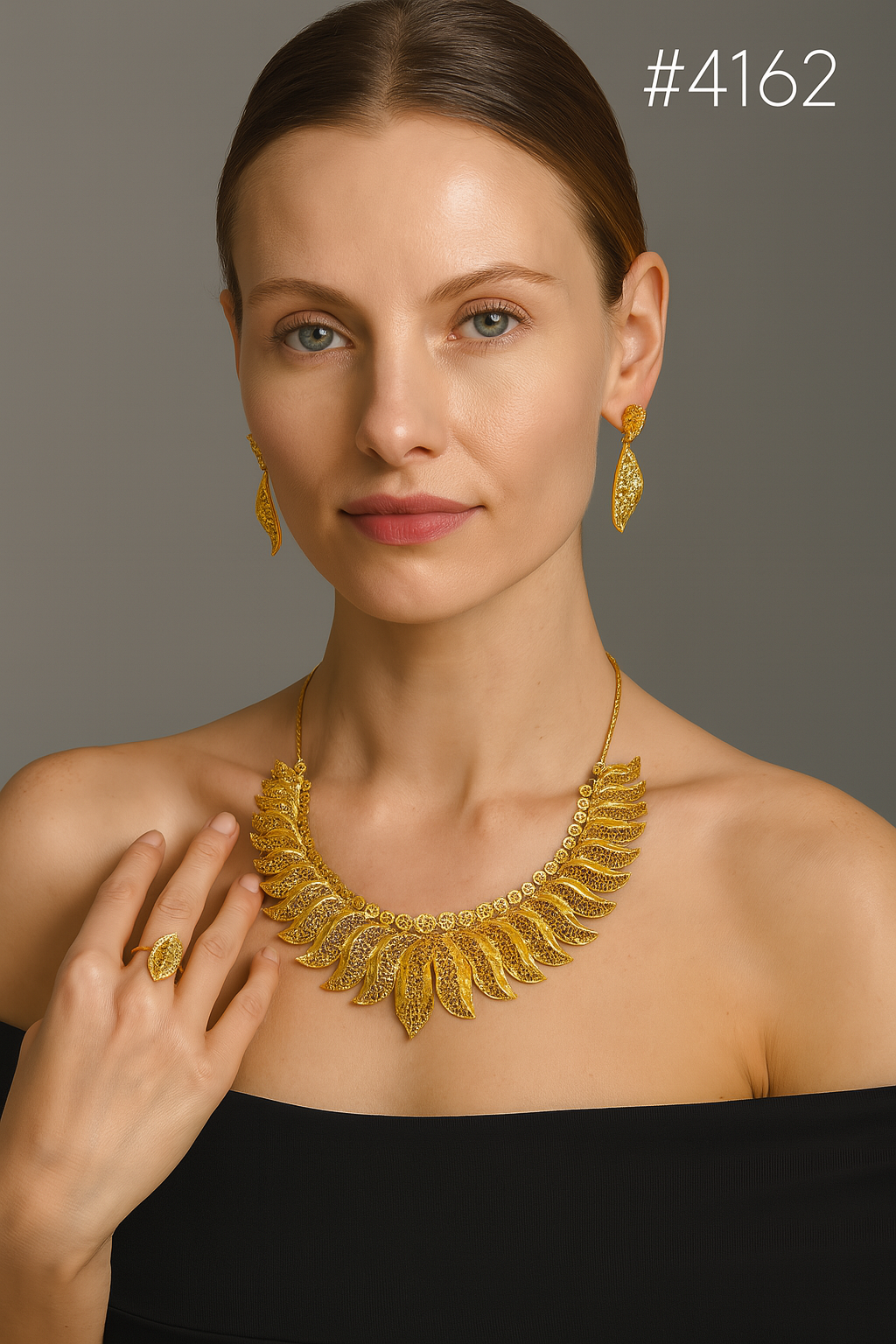 Gold Plated Bridal Short Necklace Set, PMJ Model No: 4162