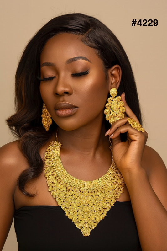 Gold Plated Hand Made Short Necklace Set, PMJ Model No: 4229