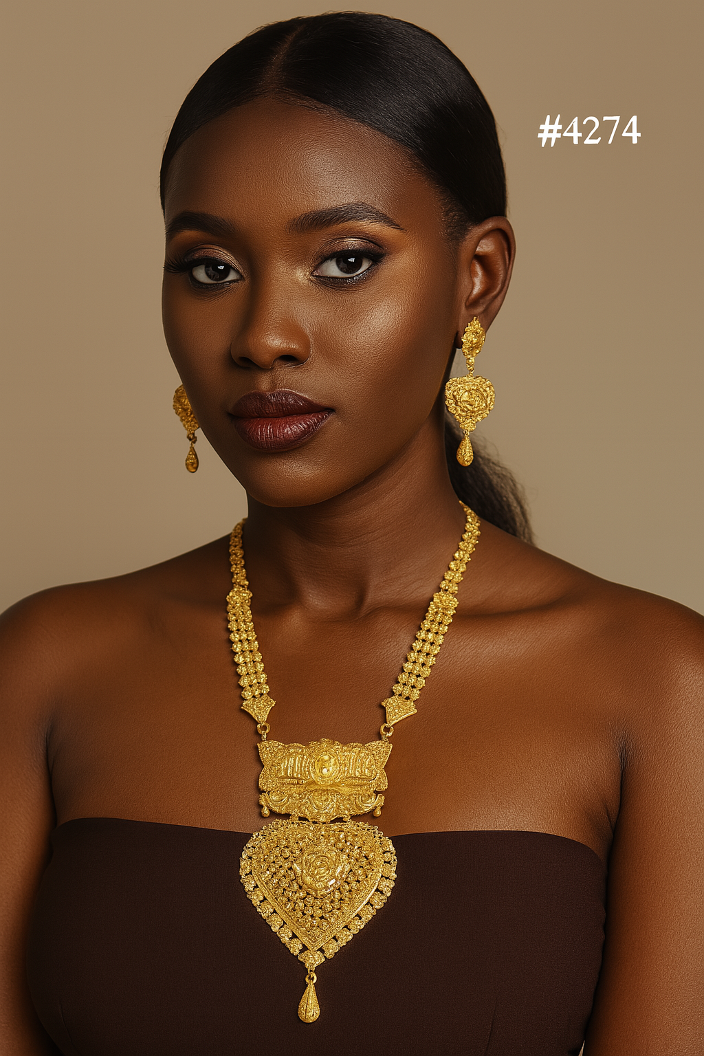 Exclusive Gold Plated Long Necklaces Set, PMJ Model No: 4274