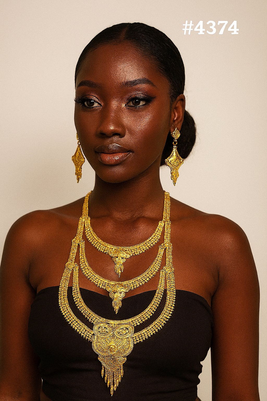 Exclusive Gold Plated Long Necklaces Set, PMJ Model No: 4374