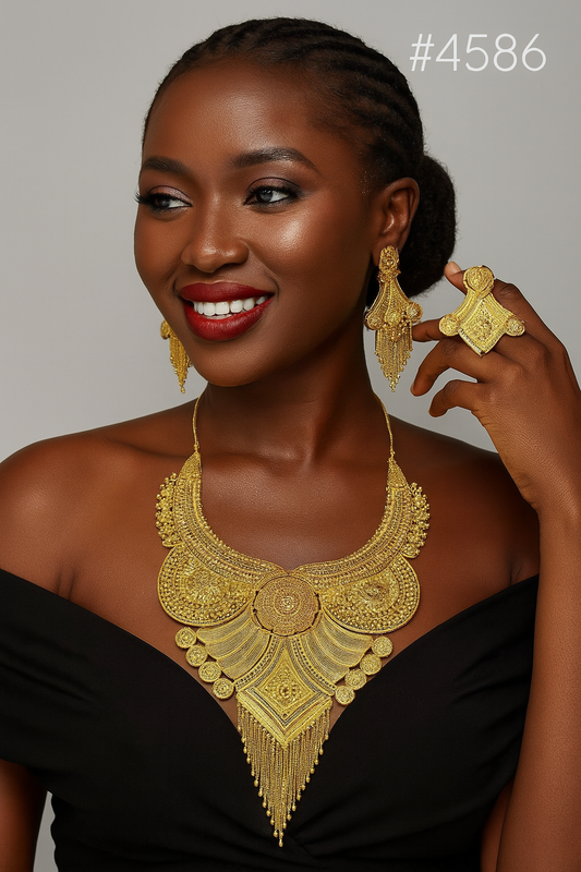 Gold Plated Long Necklace Set, PMJ Model No: 4586