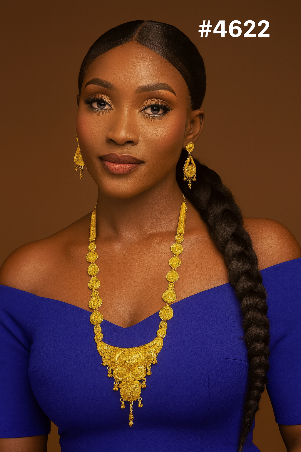 Gold Plated Hand Made Jewelry Long Necklace Set, PMJ Model No: 4622