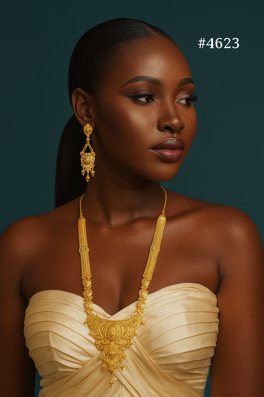 Gold Plated Hand Made Jewelry Long Necklace Set, PMJ Model No: 4623