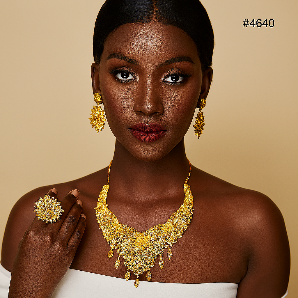 Gold Plated Bridal Short Necklace Set, PMJ Model No: 4640